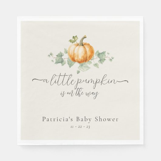 Serviette En Papier Citrouille Baby shower Genre Neutre serviettes (Devant)