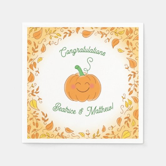 Serviette En Papier Citrouille Baby shower mignon automne (Devant)
