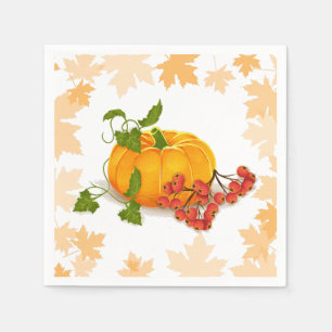Serviette En Papier Citrouille, baies et feuilles tombent Thanksgiving