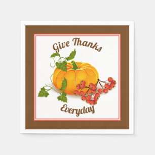 Serviette En Papier Citrouille, baies, feuille brun automne Thanksgivi