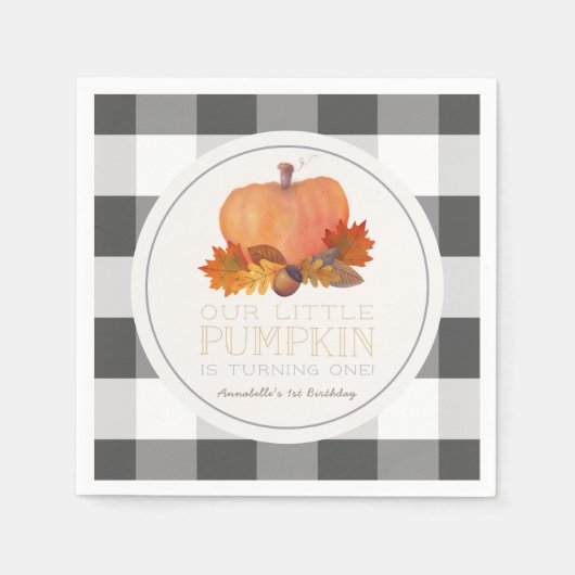 Serviette En Papier Citrouille Black Buffalo Checks Anniversaire Napki (Devant)