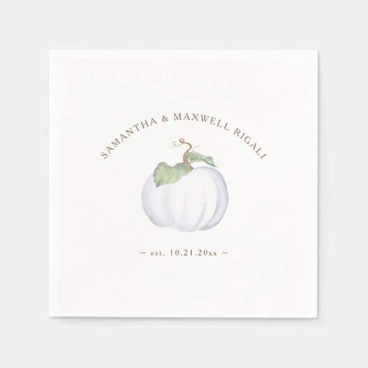 Serviette En Papier Citrouille blanc de récolte d'automne (Devant)