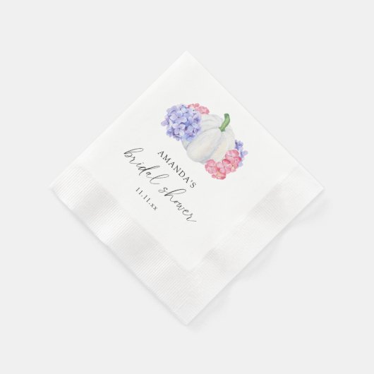 Serviette En Papier Citrouille blanc et fleurs d'hydrangée douche nupt (Coin)