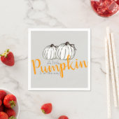 Serviette En Papier Citrouille blanc gris automne babyshower napkin (En situation)