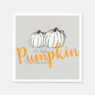 Serviette En Papier Citrouille blanc gris automne babyshower napkin