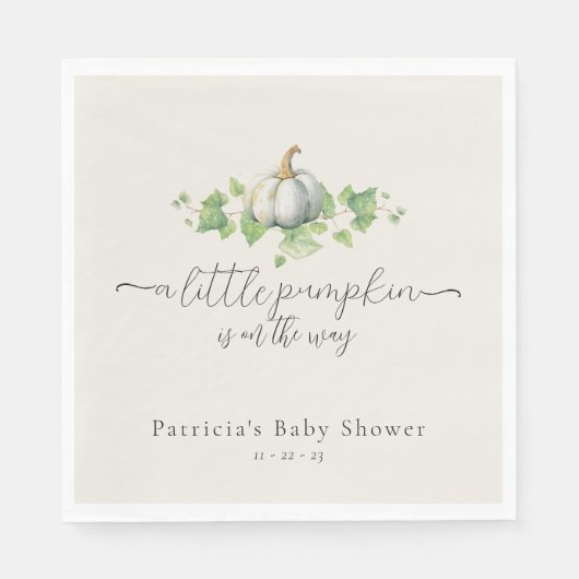 Serviette En Papier Citrouille blanc Rustique Baby shower agricole (Devant)
