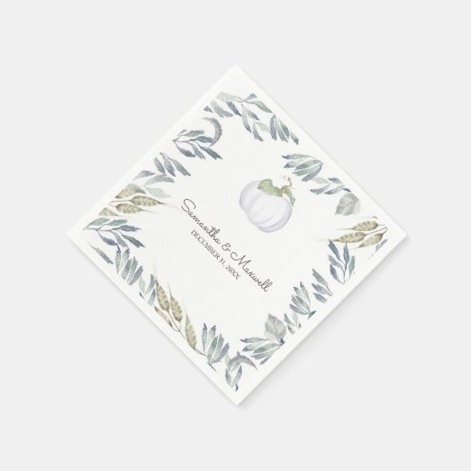 Serviette En Papier Citrouille blanc RUSTIQUE et verdure (Coin)