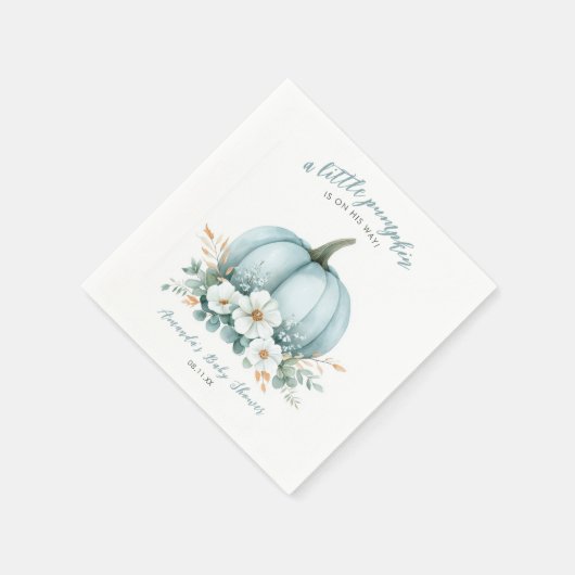 Serviette En Papier Citrouille bleu aquarelle Baby shower garçon servi (Coin)