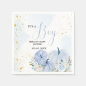 Serviette En Papier Citrouille bleu automne Floral Boy Baby shower (Devant)