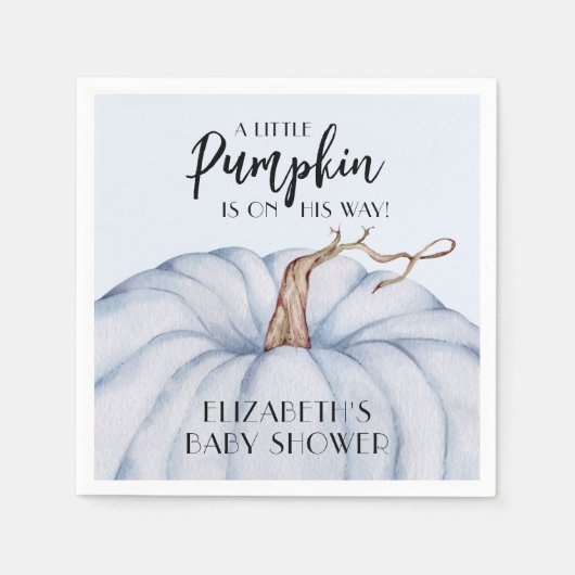 Serviette En Papier Citrouille bleu Baby shower d'automne (Devant)
