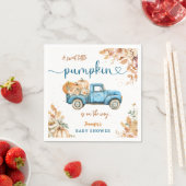 Serviette En Papier Citrouille bleu Baby shower de camion automne papi (En situation)