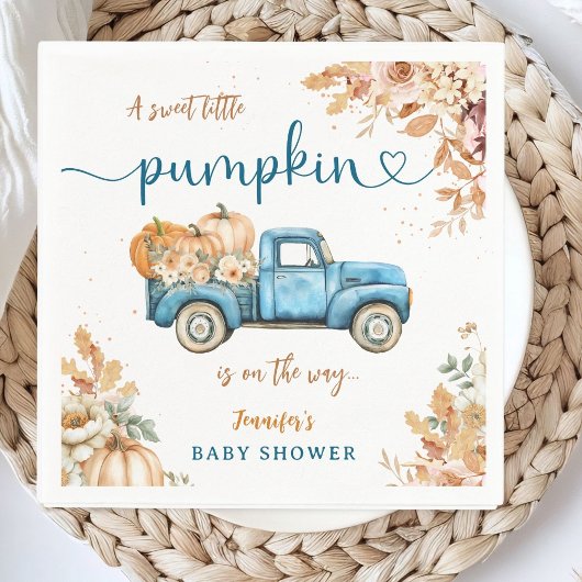 Serviette En Papier Citrouille bleu Baby shower de camion automne papi