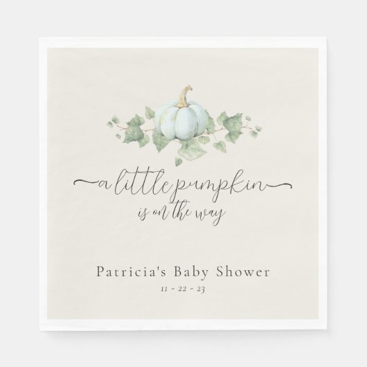 Serviette En Papier Citrouille bleu Baby shower genre Neutral serviett (Devant)