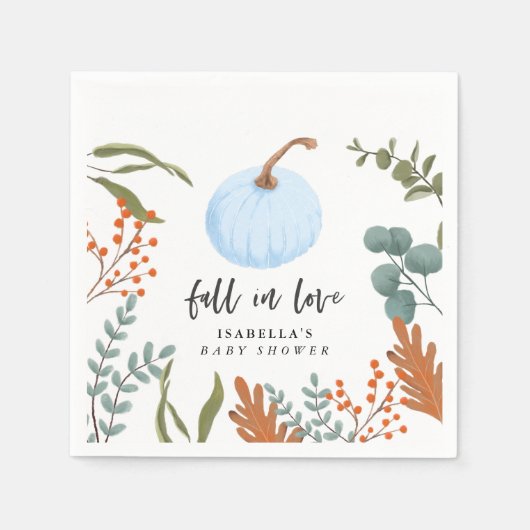 Serviette En Papier Citrouille Bleu chute dans le Baby shower d'amour (Devant)