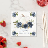 Serviette En Papier Citrouille bleu de la marine Florale Fête des mari (En situation)