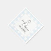 Serviette En Papier Citrouille Bleu En vichy Premier Anniversaire Papi (Coin)