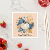 Serviette En Papier Citrouille bleu et orange Peony Mariage (En situation)