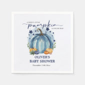 Serviette En Papier Citrouille bleu sur son chemin Baby shower garçon (Devant)