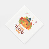 Serviette En Papier Citrouille bon thanksgiving avec Casquette et Feui (Coin)