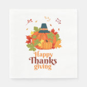Serviette En Papier Citrouille bon thanksgiving avec Casquette et Feui (Devant)