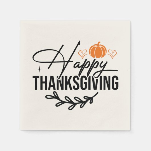 Serviette En Papier Citrouille Bon thanksgiving simple (Devant)