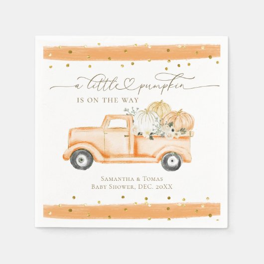 Serviette En Papier Citrouille Camion Baby shower d'automne moderne (Devant)