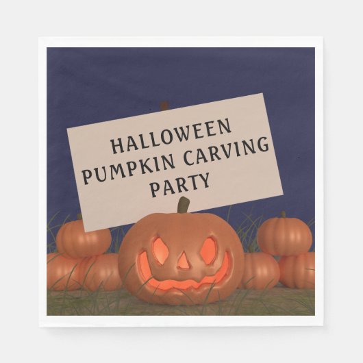 Serviette En Papier Citrouille Carving Jack-o'-lantern Halloween Napki (Devant)