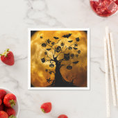 Serviette En Papier Citrouille, chauve-souris et hibou Halloween Papie (En situation)