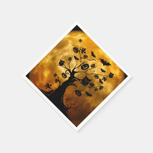 Serviette En Papier Citrouille, chauve-souris et hibou Halloween Papie (Coin)