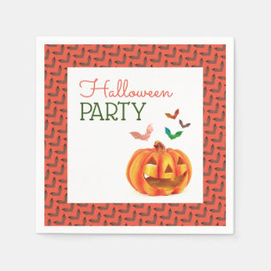 Serviette En Papier Citrouille & chauves-souris, fête d'Halloween