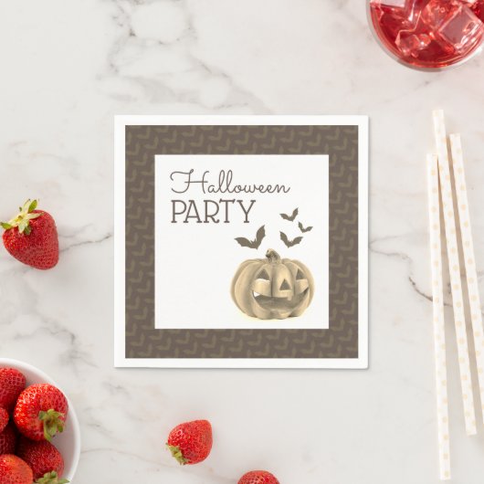 Serviette En Papier Citrouille & chauves-souris, fête d'Halloween (En situation)