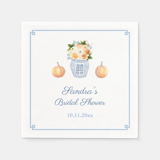 Serviette En Papier Citrouille classique Fleurs d'automne Fête des mar (Devant)