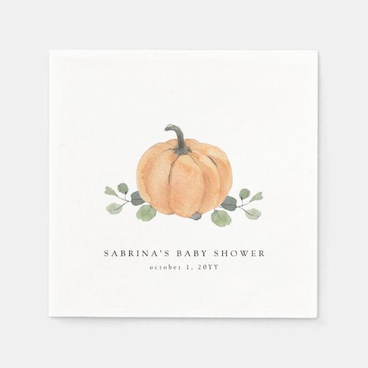 Serviette En Papier Citrouille d'aquarelle automne (Devant)
