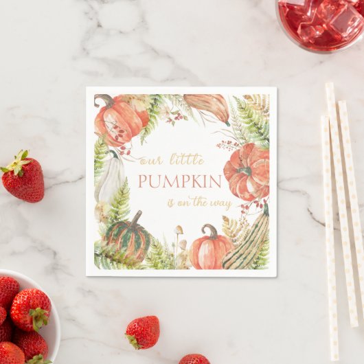 Serviette En Papier Citrouille d'aquarelle brûlée automne Baby shower (En situation)