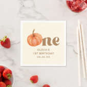 Serviette En Papier Citrouille d'aquarelle d'automne 1er anniversaire (En situation)