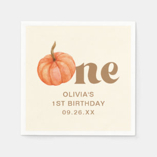 Serviette En Papier Citrouille d'aquarelle d'automne 1er anniversaire