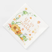 Serviette En Papier Citrouille d'aquarelle d'automne Floral Thanksgivi (Coin)