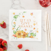 Serviette En Papier Citrouille d'aquarelle d'automne Floral Thanksgivi (En situation)