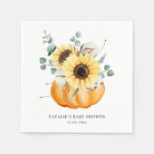 Serviette En Papier Citrouille d'aquarelle et tournesols Baby shower d (Devant)