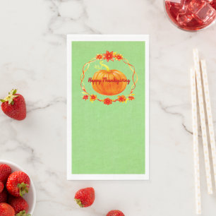 Serviette En Papier Citrouille d'aquarelle Thanksgiving correspondant