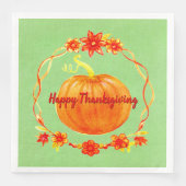 Serviette En Papier Citrouille d'aquarelle Thanksgiving correspondant (Devant)