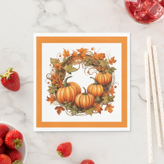 Serviette En Papier Citrouille d'automne (En situation)