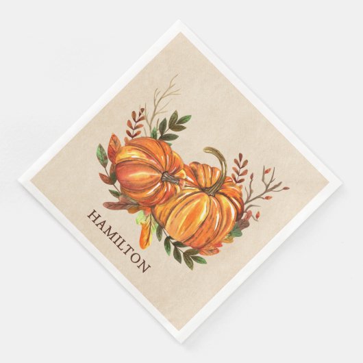 Serviette En Papier Citrouille d'automne (Coin)