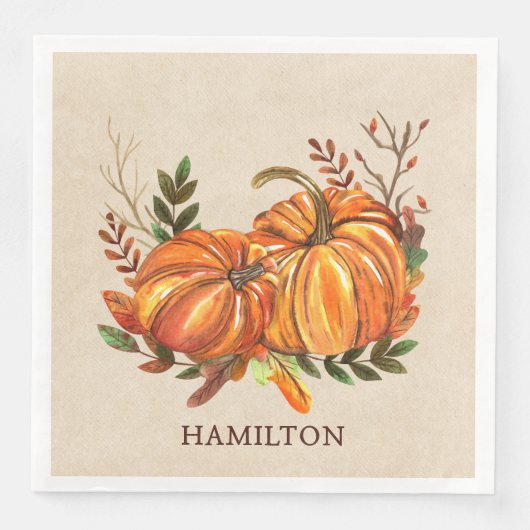 Serviette En Papier Citrouille d'automne (Devant)