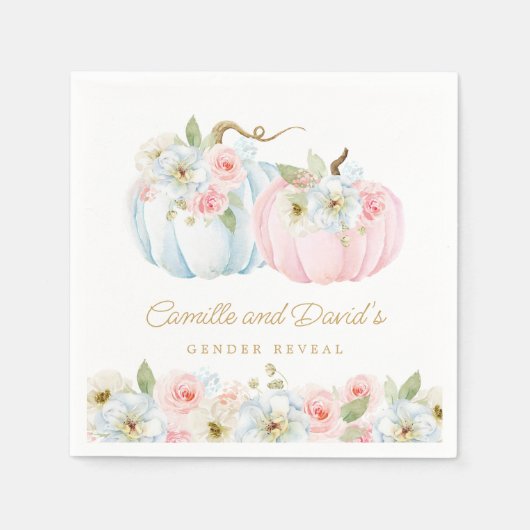 Serviette En Papier Citrouille d'automne Baby shower de révélation de  (Devant)