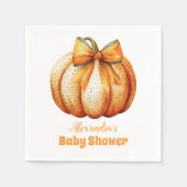Serviette En Papier Citrouille d'automne Baby shower fille Bow (Devant)