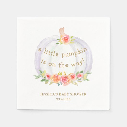 Serviette En Papier Citrouille d'automne Baby shower filles (Devant)