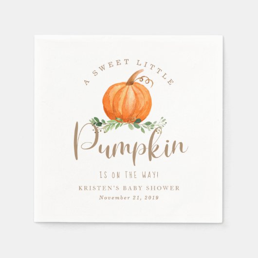 Serviette En Papier Citrouille d'automne Baby shower Napkin (Devant)