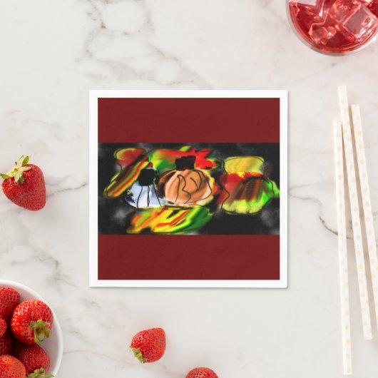 Serviette En Papier Citrouille d'automne blanc (En situation)