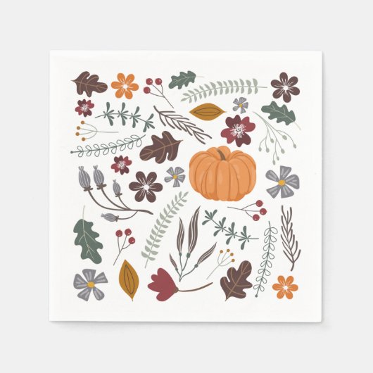 Serviette En Papier Citrouille d'automne motif graphique contemporain (Devant)